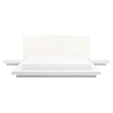 Japan Waterbed White Eu King Size 5ft3 Wooden Low Profile Bed Bedroom Beliani