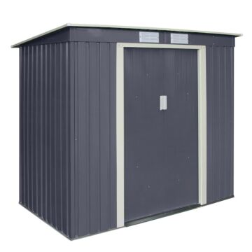 Trentvale 6 X 4 Metal Pent Shed - Dark Grey