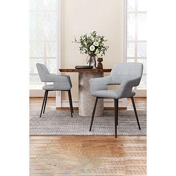 2pcs Linen Dining Chair With Metal Legs