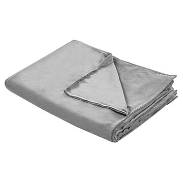 Weighted Blanket Cover Grey Polyester Fabric 135 X 200 Cm Solid Pattern Modern Design Bedroom Textile Beliani