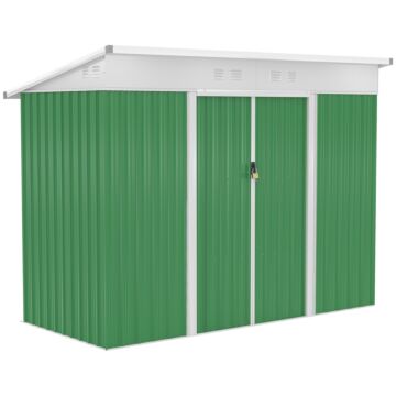 Outsunny 7.6 X 4.3ft Garden Storage Shed W/ Sliding Door Ventilation Window Sloped Roof Gardening Tool Storage Green
