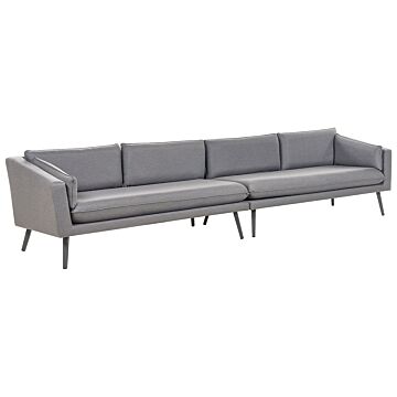 Outdoor Sofa Grey Polyester Upholstery 4 Seater Garden Couch Uv Water Resistant Modern Design Living Room Beliani
