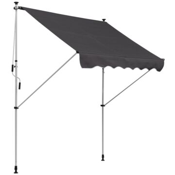 Outsunny Balcony 2 X 1.5m Manual Adjustable Awning Diy Patio Clamp Awning Canopy Retractable Shade Shelter - Grey