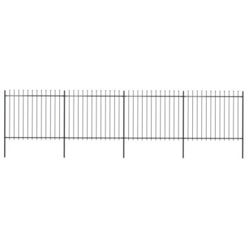 Vidaxl Garden Fence With Spear Top Steel 6.8x1.5 M Black