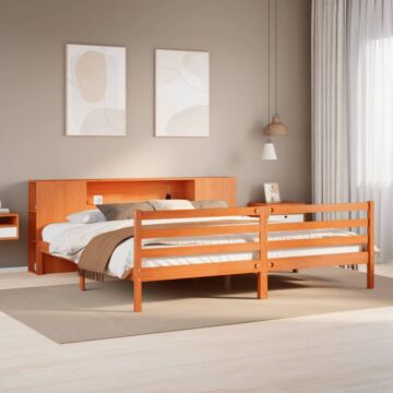 Vidaxl Bookcase Bed Without Mattress Wax Brown 200x200 Cm Solid Wood Pine
