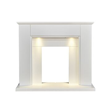 Adam Eltham Fireplace In Pure White With Downlights, 45 Inch