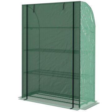 Outsunny 4 Tier Mini Greenhouse With Reinforced Pe Cover, Portable Indoor Outdoor Green House With Roll-up Door And Wire Shelves, 170h X 120w X 50dcm, Green