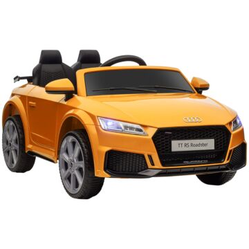 Homcom Kids Licensed Audi Tt Rs Ride-on Car 12v Battery W/ Remote Suspension Headlights And Mp3 Player 3km/h Yellow