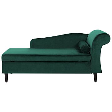 Chaise Lounge Green Velvet Upholstery With Storage Right Hand With Bolster Beliani