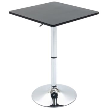 Homcom Modern Height Adjustable Counter Bar Table With 360° Swivel Tabletop And Electroplating Metal Base, Pub Desk, Black And Silver