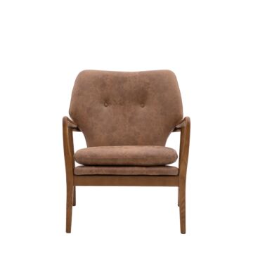 Jensen Armchair Brown Leather 730x740x850mm