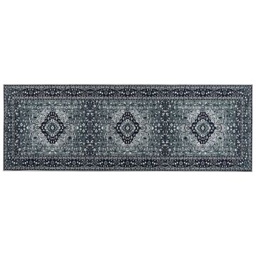 Runner Rug Grey Polyester 70 X 200 Cm Hallway Kitchen Runner Long Carpet Anti-slip Backing Beliani