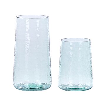 Set Of 2 Vases Clear Glass Transparent Decorative Glass Home Accessory Beliani