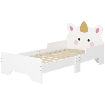Zonekiz Toddler Bed, Kids Bedroom Furniture Unicorn Design For 3-6 Years Old, 143 X 74 X 67 Cm, White