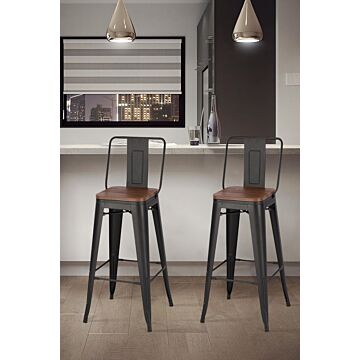 2pcs Metal Frame High Chair Industrial Style Bar Stool