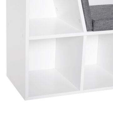 Homcom Bookcase Shelf Storage Seat With Cushion Sideboard Kids Children Reading Organizer White