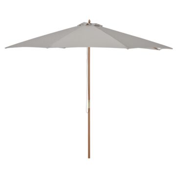 Outsunny 3m Fir Wooden Garden Parasol Bamboo Sun Shade Patio Outdoor Umbrella Canopy, Grey