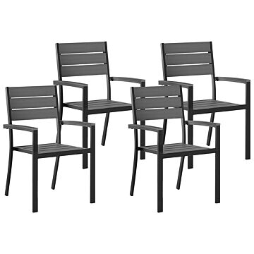 Set Of 4 Garden Chairs Grey Plastic Wood Aluminium Frame Patio Modern Beliani