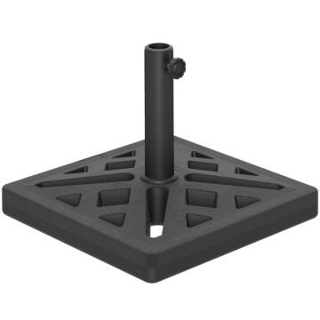 Outsunny Garden Parasol Base, 15kg Hdpe Outdoor Umbrella Stand Parasol Stand With Cut-out Design, Sun Umbrella Base For Deck Poolside, Black
