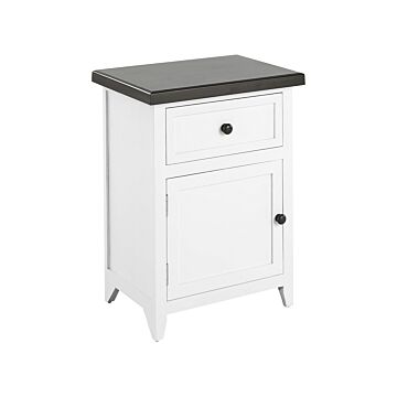 Nightstand White Brown Mdf 40 X 30 X 55 Cm Drawer Cabinet Bedside Table Bedroom Retro Traditional Beliani