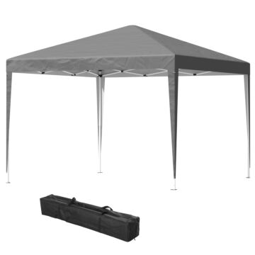 Outsunny 3 X 3 M Garden Pop Up Gazebo Marquee Party Tent Wedding Canopy, Height Adjustable With Carrying Bag, Grey