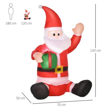 Homcom Christmas Inflatable Santa Claus Outdoor Home Seasonal Decoration W/ Led Light