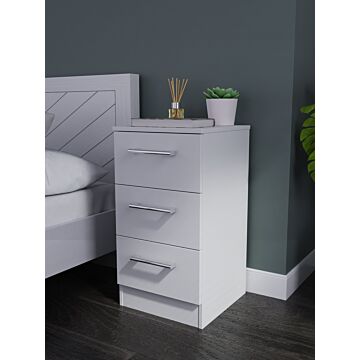 Devon 3 Drawer Bedside Cabinet In Grey Matt