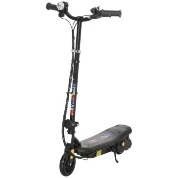 Homcom Foldable Electric Scooter, With Led Headlight, For Ages 7-14 Years - Black