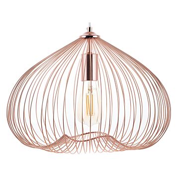 1-light Pendant Ceiling Copper Metal Shade Cage Wire Industrial Beliani