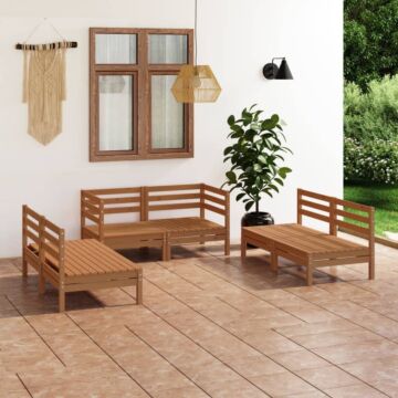 Vidaxl 6 Piece Garden Lounge Set Honey Brown Solid Pinewood