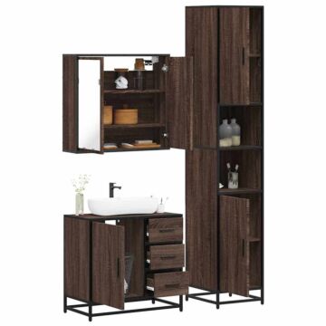 Vidaxl 4 Piece Bathroom Furniture Set Brown Oak Engineered Wood