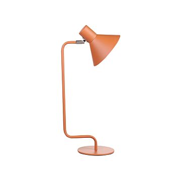 Desk Lamp Orange Metal 51 Cm Bedside Table Lighting Adjustable Cone Shade On-off Switch