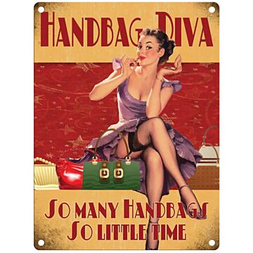 Small Metal Sign 45 X 37.5cm Funny Hand Bag Diva