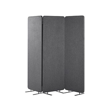 3-panel Room Divider Grey Fabric Privacy Screen Office Partition Wall Noise Reducing Beliani