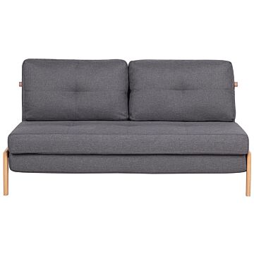 Sofa Bed Dark Grey Fabric 2 Seater Cushions Scandinavian Beliani