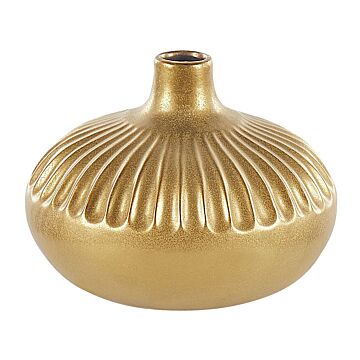 Decorative Vase Gold Stoneware 20 Cm Home Accessory Tabletop Accent Piece Glamour Style Beliani