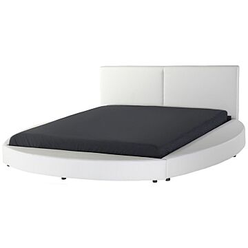 Platform Bed Frame White Genuine Bonded Leather Upholstered 6ft Eu Super King Size Modern Design Beliani