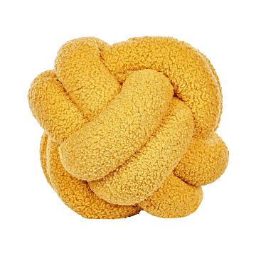 Decorative Cushion Yellow Boucle Knot Pillow 19 X 19 Cm Decor Accessories Beliani