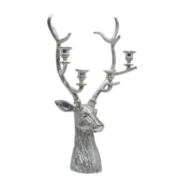 43cm Nickel Plated Stag 4 Candle Holder