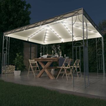 Vidaxl Gazebo With Led String Lights 400x300 Cm Cream