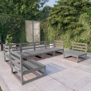 Vidaxl 6 Piece Garden Lounge Set Grey Solid Pinewood