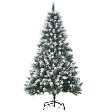 Homcom 5ft Artificial Christmas Tree With Pine Cones, Automatic Open, Green