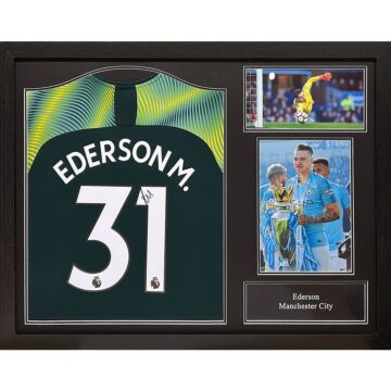 Manchester City Fc Ederson Signed Shirt (framed)