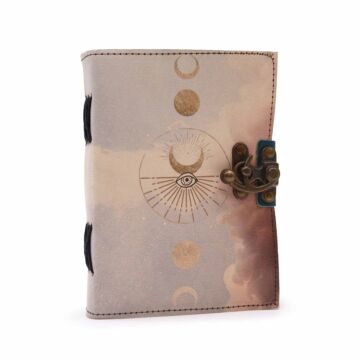 Leather "moon Phases" Deckle-edge Notebook