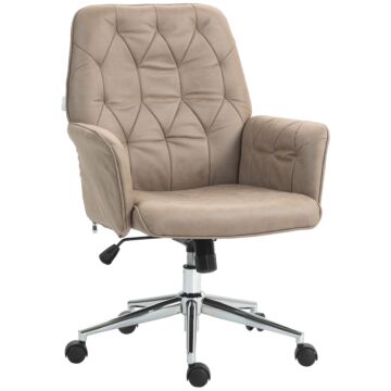Vinsetto Microfibre Computer Chair With Armrest, Modern Swivel Chair With Adjustable Height, Khaki