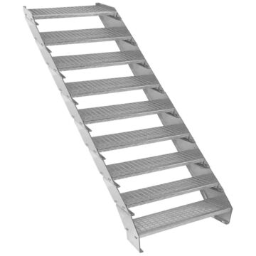 Adjustable 9 Section Galvanised Staircase - 900mm Wide