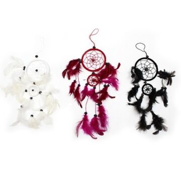 Bali Dreamcatchers - Medium Round - Black/white/red
