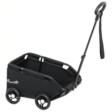 Pawhut Pet Wagon Cart, Dog Stroller For Small Dogs And Cats With 4 Wheels, Safety Straps, Storage Bag, Mat