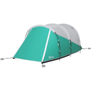Outsunny 2 Room Camping Tent For 4-5 Man, 3000mm Waterproof Family Tent With Carry Bag, For Fishing Hiking Festival, Green