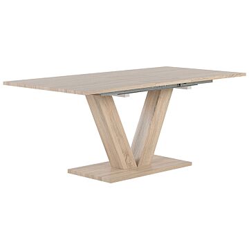 Dining Table Light Oak Veneered Wood 140l X 90w X 75h Cm Extendable Top Modern Beliani